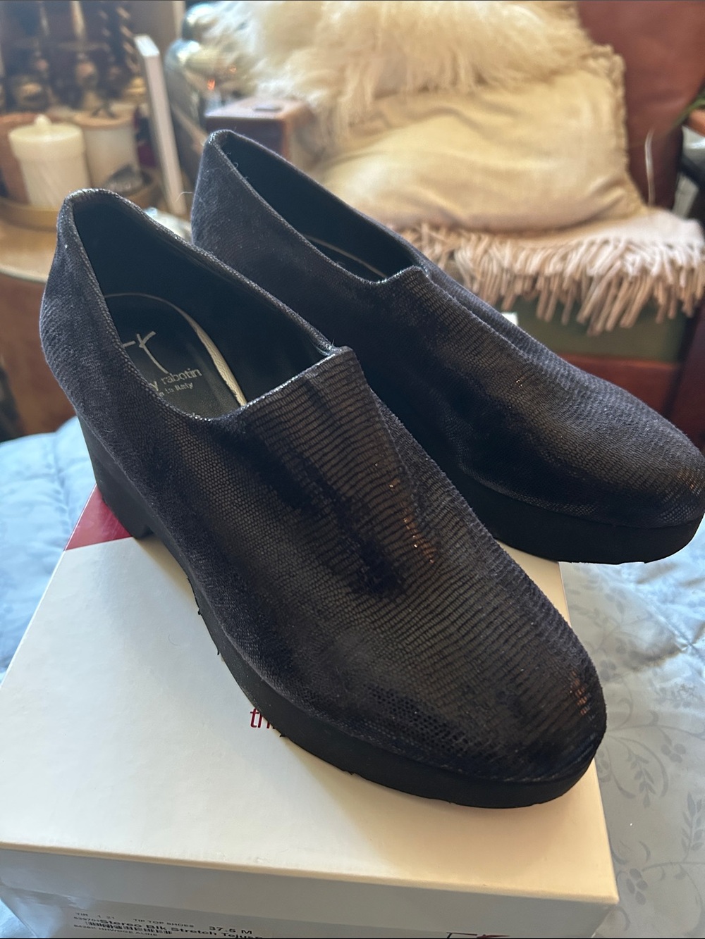Thierry Rabotin new black leather wedge